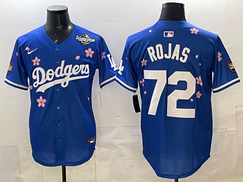 Men Los Angeles Dodgers #72 Rojas Blue Sakura Edition 2025 Nike MLB Jersey style 01->los angeles dodgers->MLB Jersey